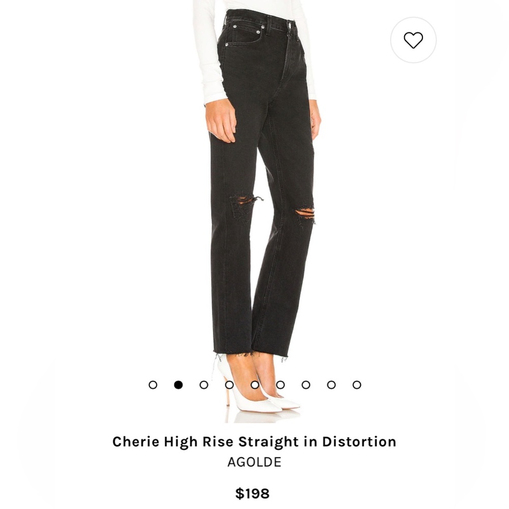 Agolde Charli High Rise Straight Black Distressed Size 25
